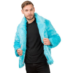 Manteau en fausse fourrure bleue adulte  