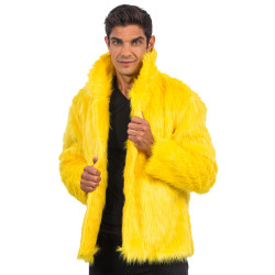 Manteau en fausse fourrure jaune adulte  