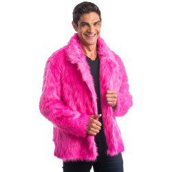 Manteau en fausse fourrure rose adulte  