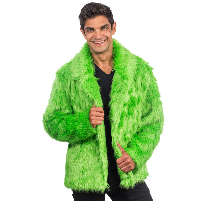 Manteau en fausse fourrure verte adulte  