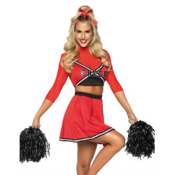 D√©guisement luxe pompom girl rouge femme  