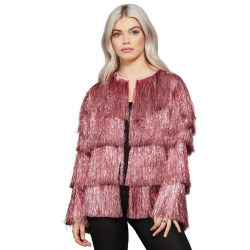 Veste de festival √† franges rose  