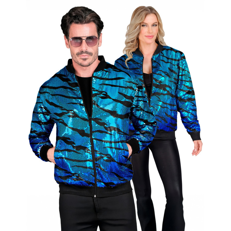 Veste √† sequins vague bleue adulte  