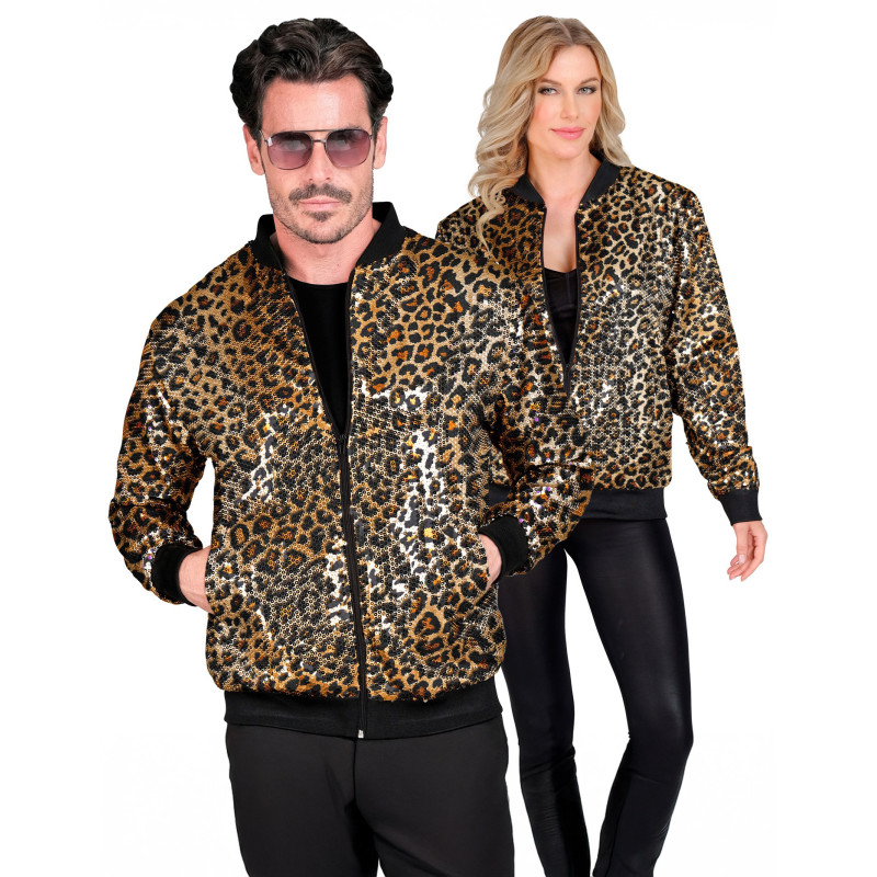 Veste √† sequins l√©opard adulte  