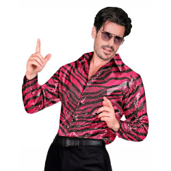 Chemise √† sequins tigr√©e rose homme  