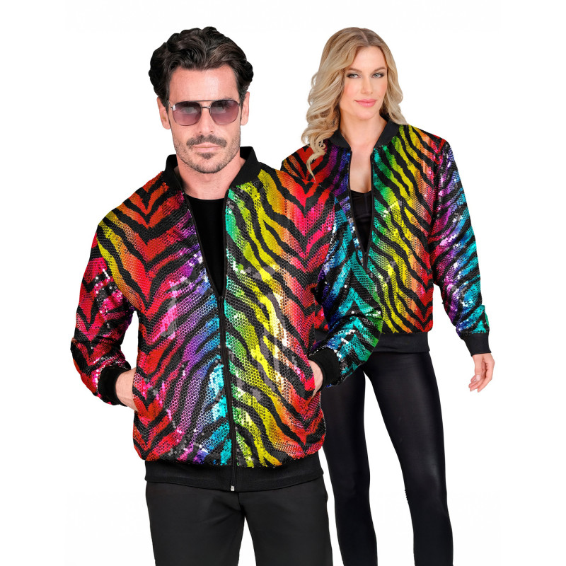 Veste √† sequins tigr√©e multicolore adulte  