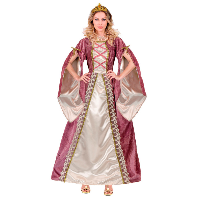 D√©guisement princesse m√©di√©vale rose et blanche grande taille femme  
