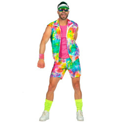 D√©guisement a√©robic tie and dye multicolore fluo homme  