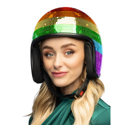 Casque boule √† facettes arc en ciel adulte  