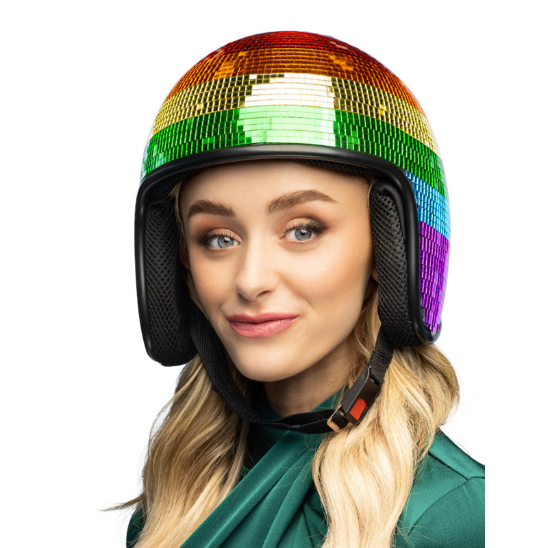 Casque boule √† facettes arc en ciel adulte  