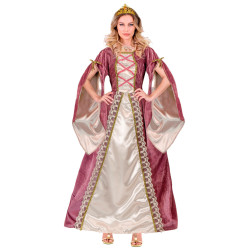 D√©guisement princesse m√©di√©vale rose et blanche femme  