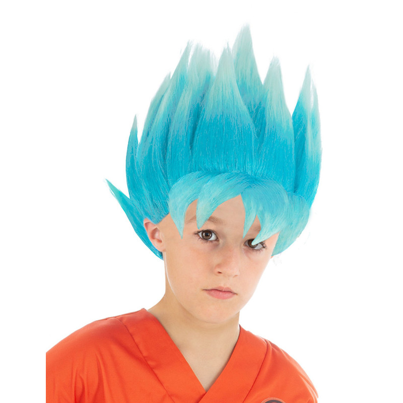 Perruque bleue Goku Saiyan Super Dragon ball enfant  