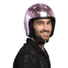 Casque boule √† facettes rose adulte  