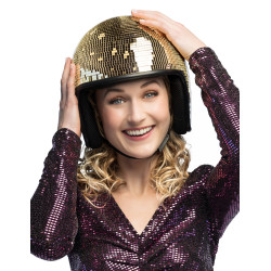 Casque boule √† facettes dor√©e adulte  