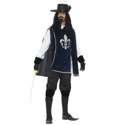 D√©guisement mousquetaire bleu marine homme  
