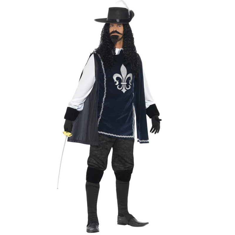 D√©guisement mousquetaire bleu marine homme  