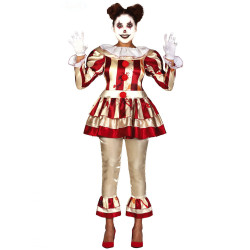 D√©guisement clown terrifiante rouge et blanc femme  