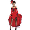 D√©guisement cancan rouge avec noeuds noirs femme  