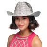 Chapeau Cowboy strass argent√© adulte  