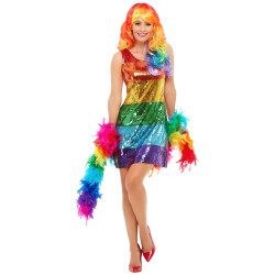 D√©guisement sequins arc-en-ciel femme  