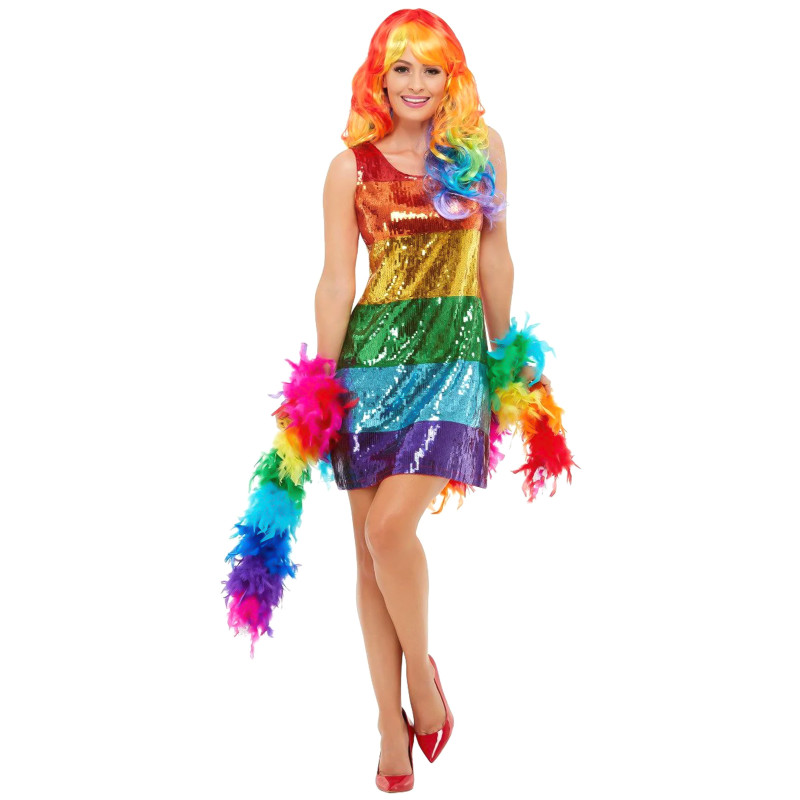 D√©guisement sequins arc-en-ciel femme  