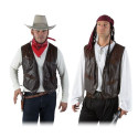 Gilet sans manche en simili cuir Marron Adulte - Costume cow boy - Déguisement cow boy The Duck