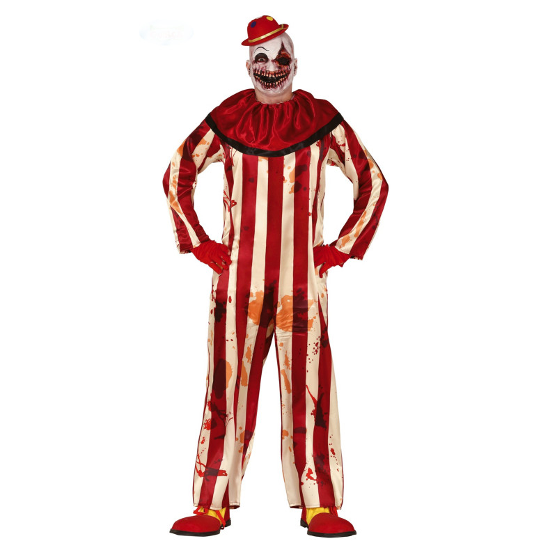 D√©guisement clown terrifiant rouge et blanc homme  