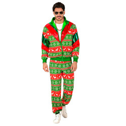 D√©guisement surv√™tement de No√´l vert et rouge adulte  