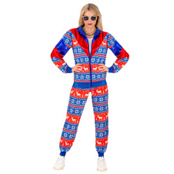 D√©guisement surv√™tement de No√´l bleu et rouge adulte  