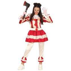 D√©guisement clown terrifiante rouge et blanc adolescente  