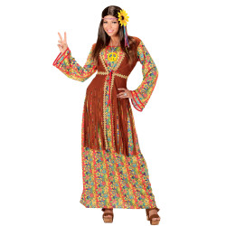 D√©guisement robe longue hippie √† franges femme  