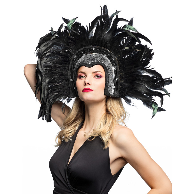 Coiffe br√©silienne √† plumes noires  