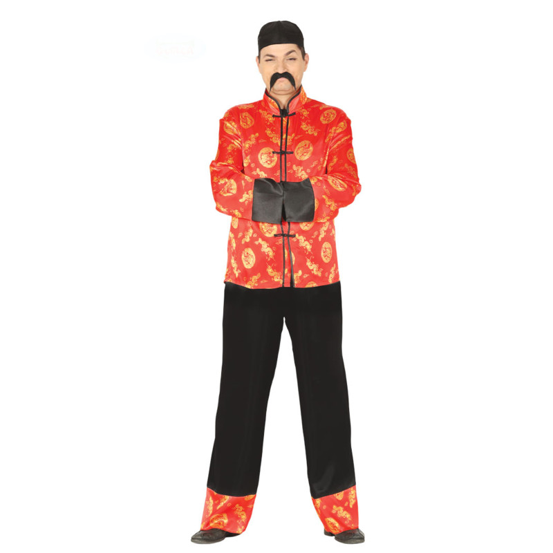 D√©guisement chinois rouge et dor√© homme  