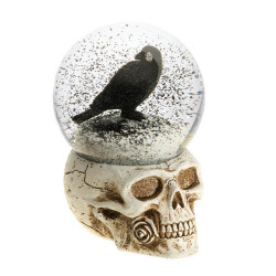 Boule √† neige t√™te de mort corbeau en r√©sine 15,6cm  