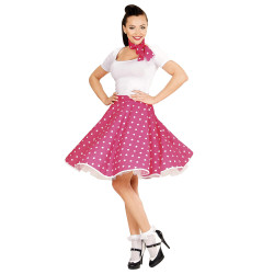 Jupe et foulard roses √† pois ann√©es 50 femme  