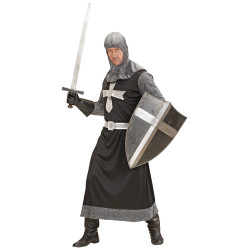 D√©guisement chevalier m√©di√©val noir et argent homme  