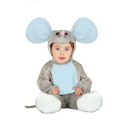 D√©guisement combinaison avec capuche souris grise b√©b√©  