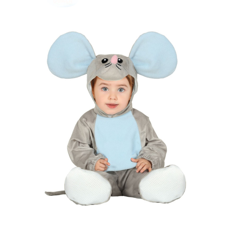 D√©guisement combinaison avec capuche souris grise b√©b√©  