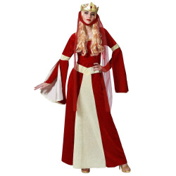 D√©guisement dame m√©di√©vale rouge et or femme  