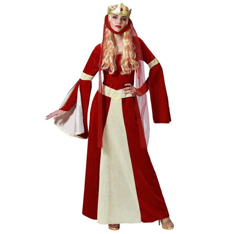 D√©guisement dame m√©di√©vale rouge et or femme  