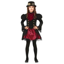 D√©guisement Steampunk rouge glamour fille  