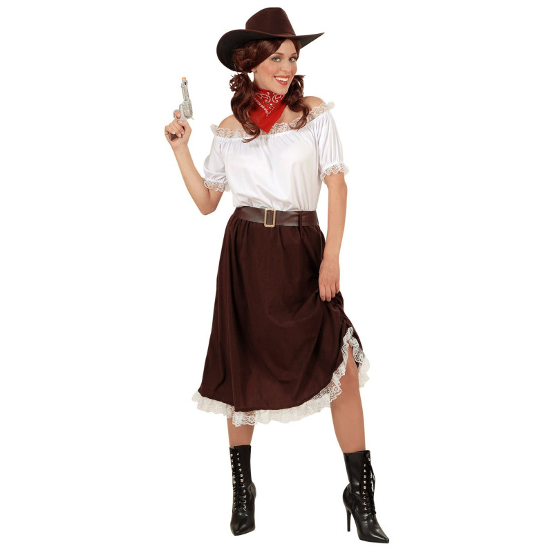D√©guisement cowgirl blanc et marron femme  