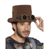 Chapeau haut de forme marron rouages lunettes Steampunk adulte  