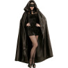 Cape √† capuche noire satin√©e adulte  