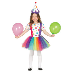 D√©guisement clown √† pois et tutu fille  