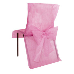 10 housses de chaise premium rose 50 x 95 cm avec n?ud intiss√©  