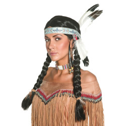 Perruque indienne √† plumes femme  
