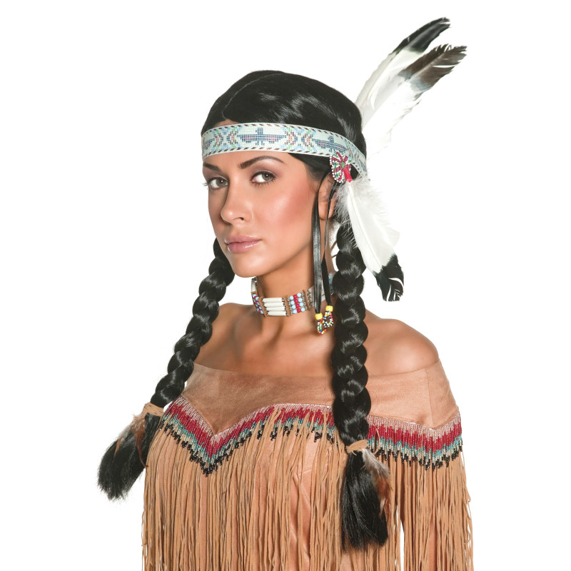Perruque indienne √† plumes femme  