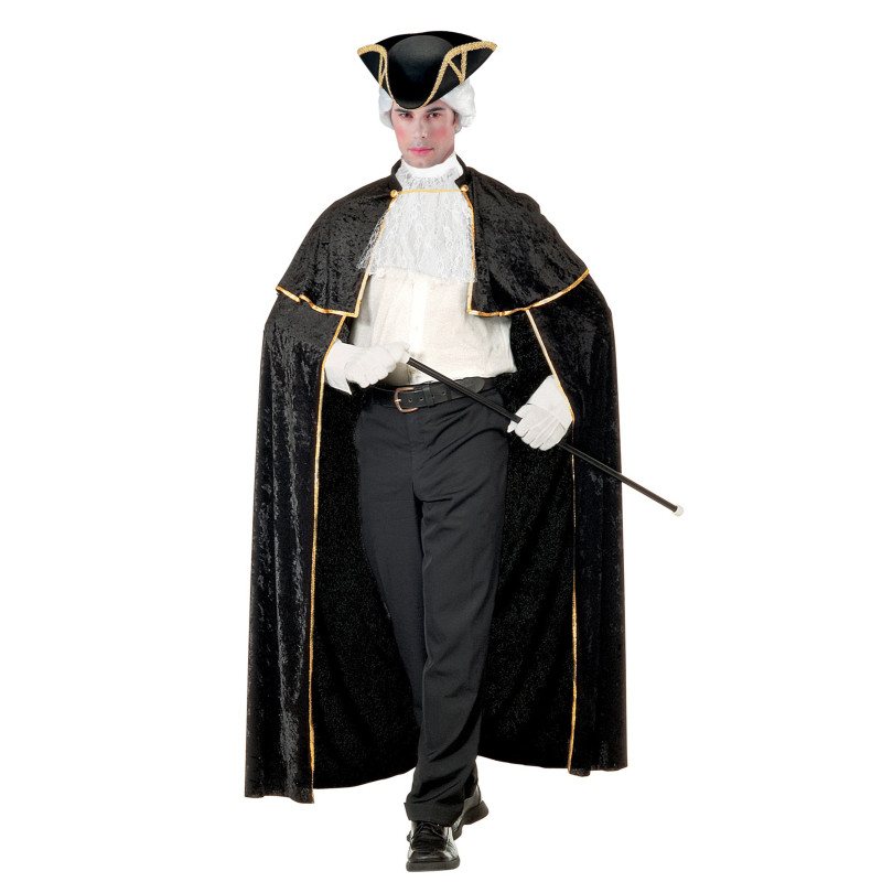 Cape s√©ducteur v√©nitien avec jabot noir adulte  