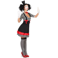 D√©guisement mime robe noir et rouge femme  